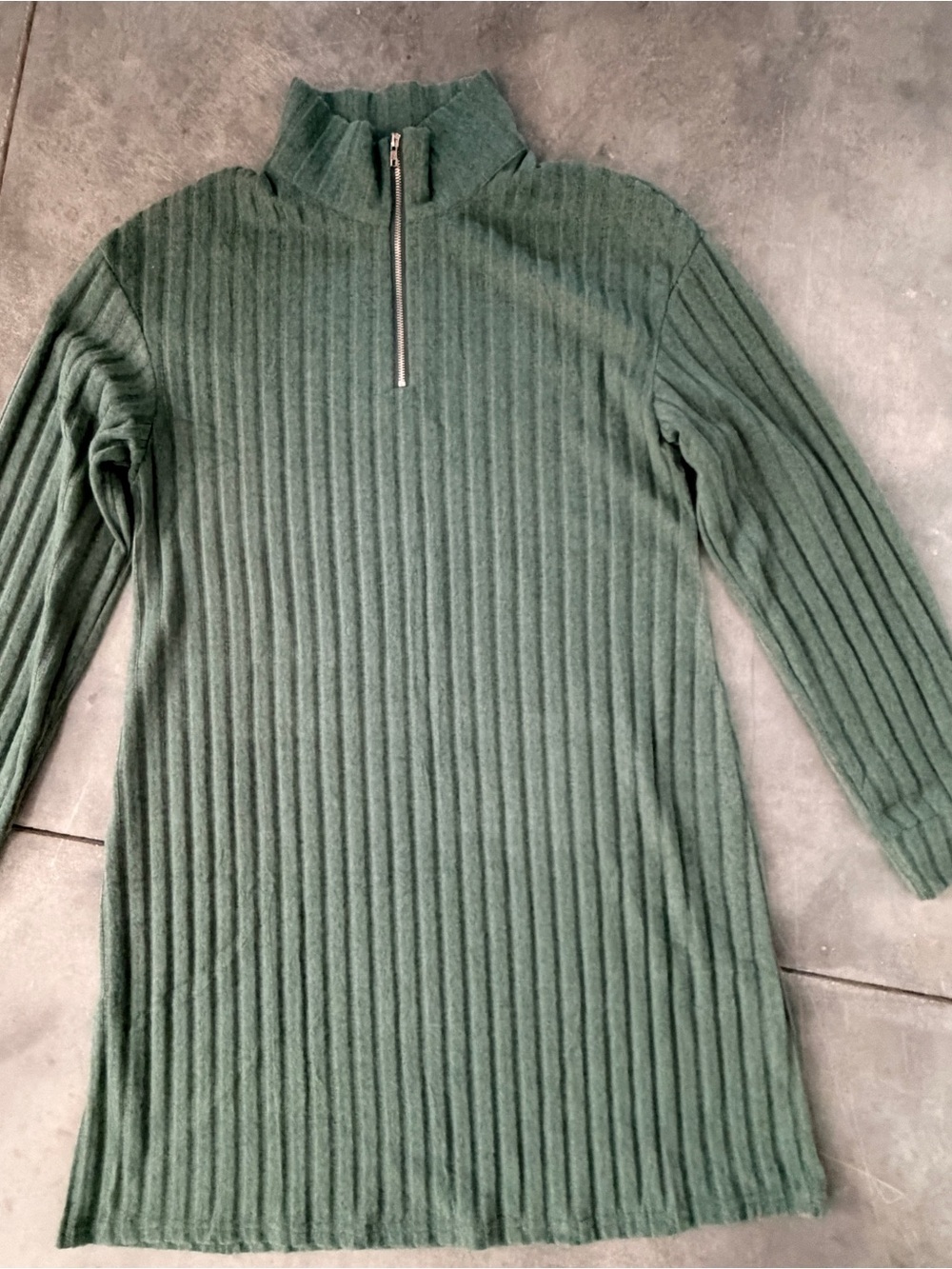 Alife Dark Green Ribbed Half-Zip Dress